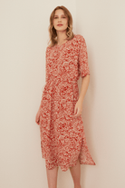 Beli Ayarlanabilir Büzgülü Midi Boy Elbise