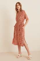 Beli Ayarlanabilir Büzgülü Midi Boy Elbise