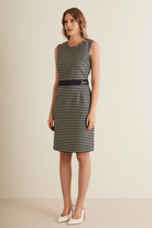 Bel Detaylı Çizgili Elbise