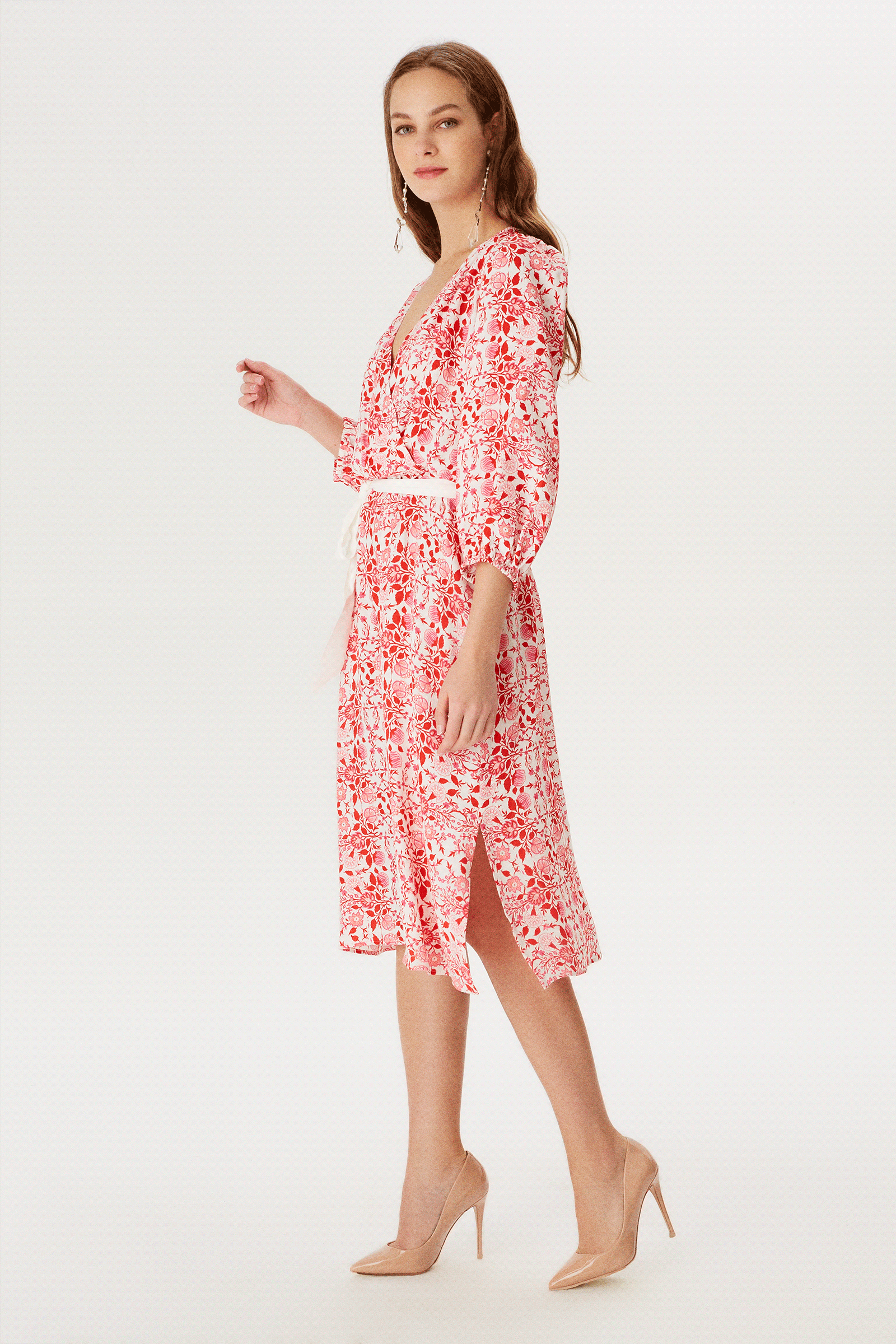 Beli Kuşaklı Kruvaze Elbise