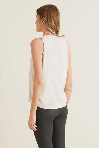 Yanları Bağlamalı Kolsuz Penye Bluz