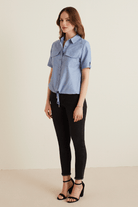 Bağcıklı Cepli Yarım Kollu Gömlek