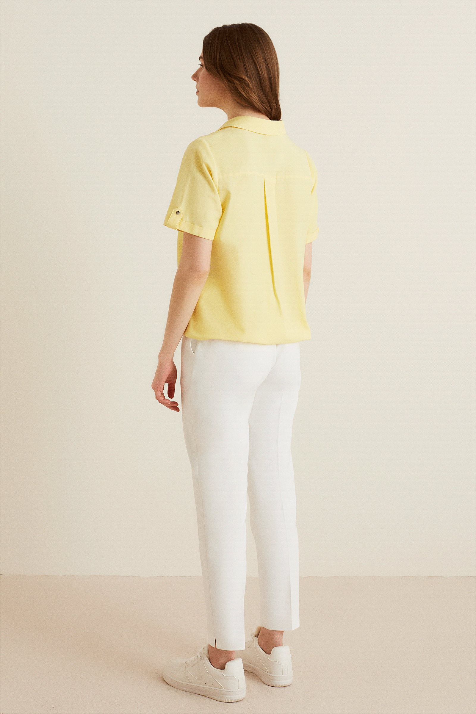 Bağcıklı Cepli Yarım Kollu Gömlek