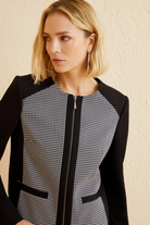 Kontrast Detaylı Fermuarlı Spor Ceket