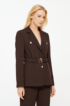 Kemerli Dokulu Klasik Ceket