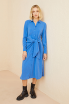 Bağlama Detaylı Midi Boy Gömlek Elbise