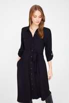 Apoletli Diz Boy Gömlek Elbise