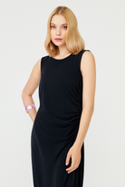 Asimetrik Kesim Midi Boy Penye Elbise