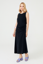 Asimetrik Kesim Midi Boy Penye Elbise