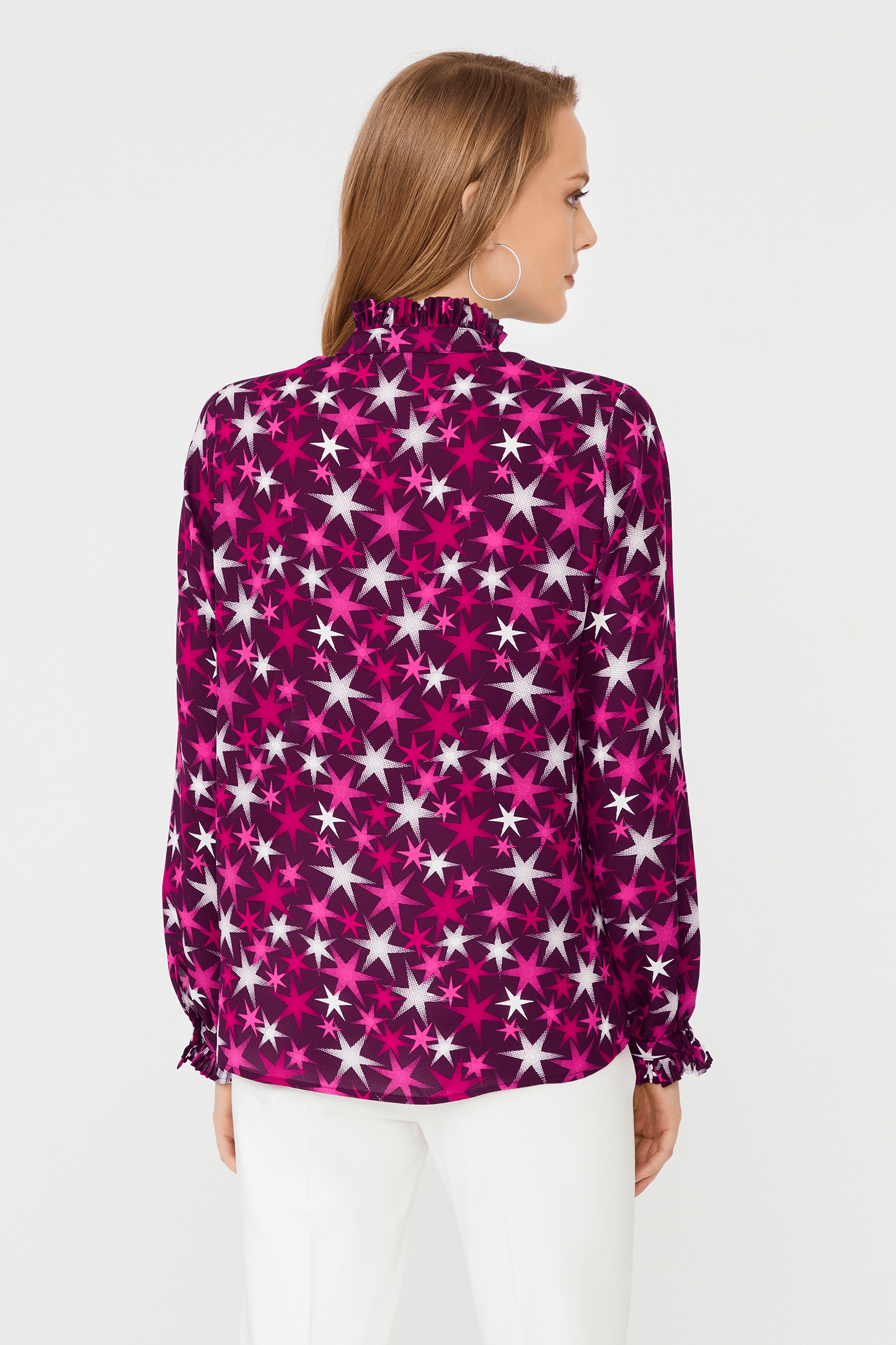 Fırfır Detaylı İnci Düğmeli Bluz