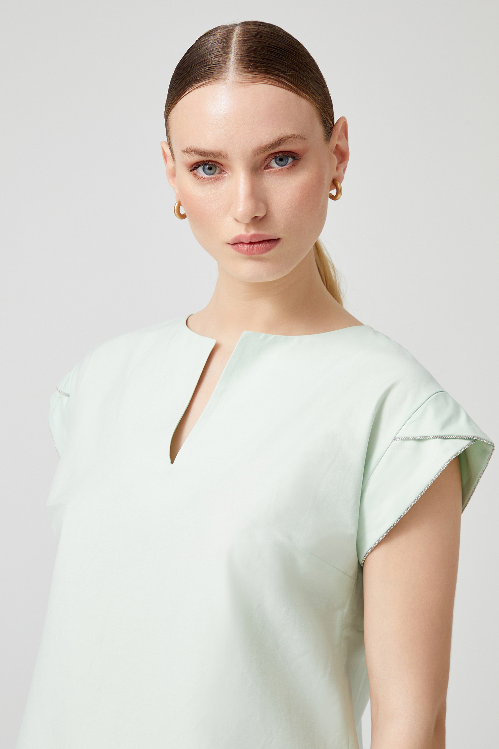 Kol Detaylı Poplin Bluz