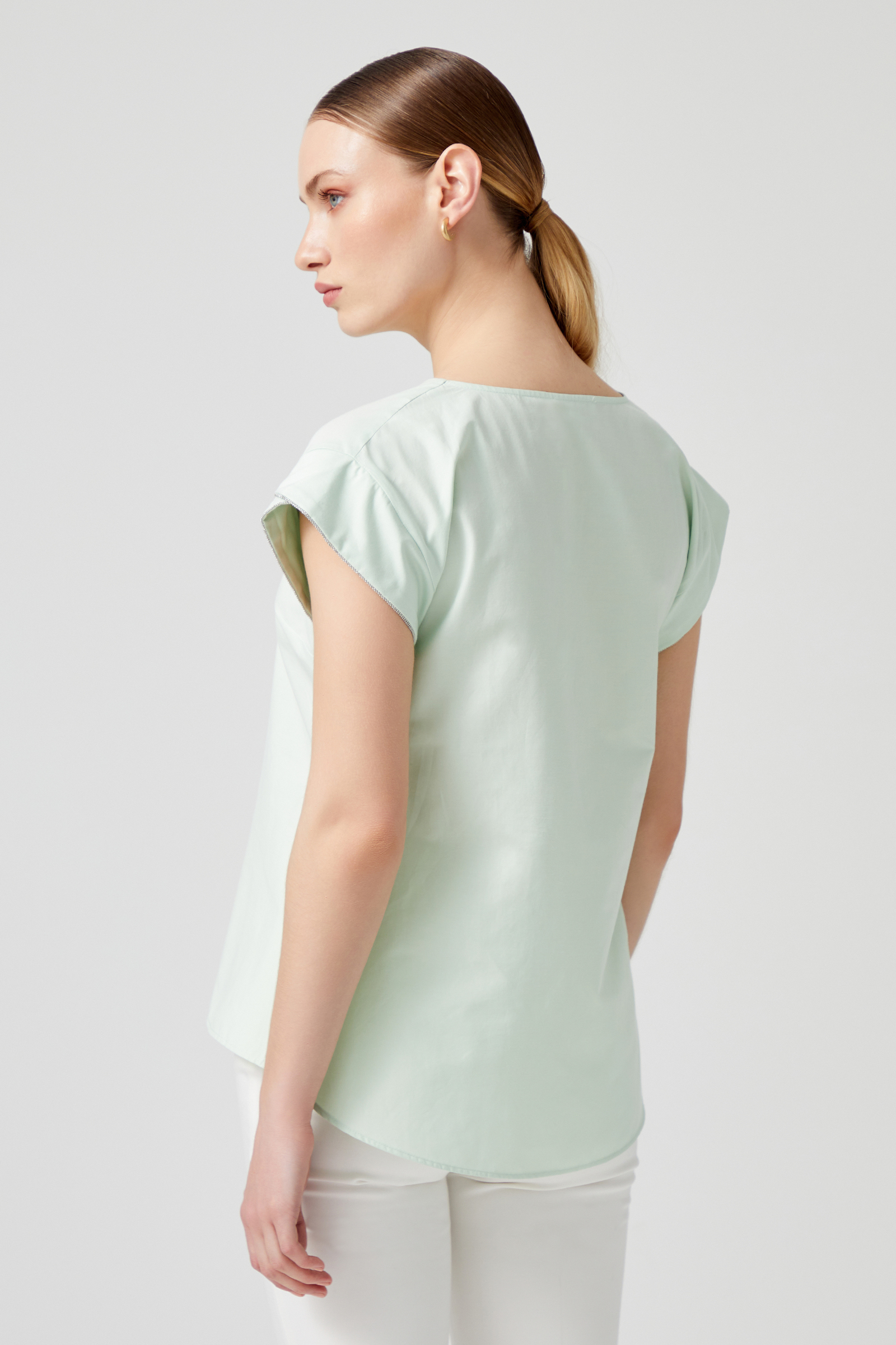 Kol Detaylı Poplin Bluz