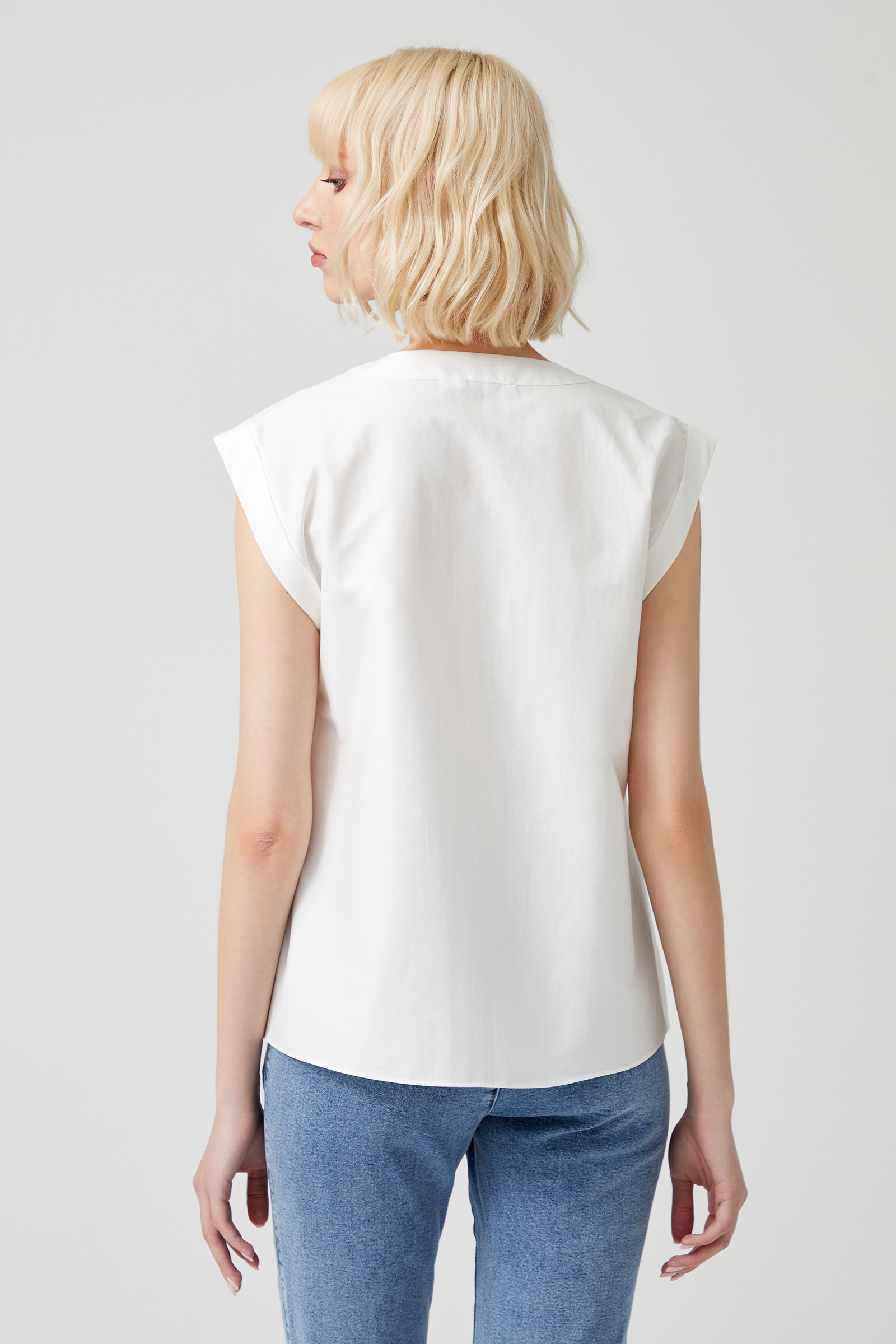 Fermuarlı Poplin Bluz