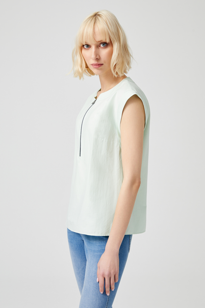 Fermuarlı Poplin Bluz