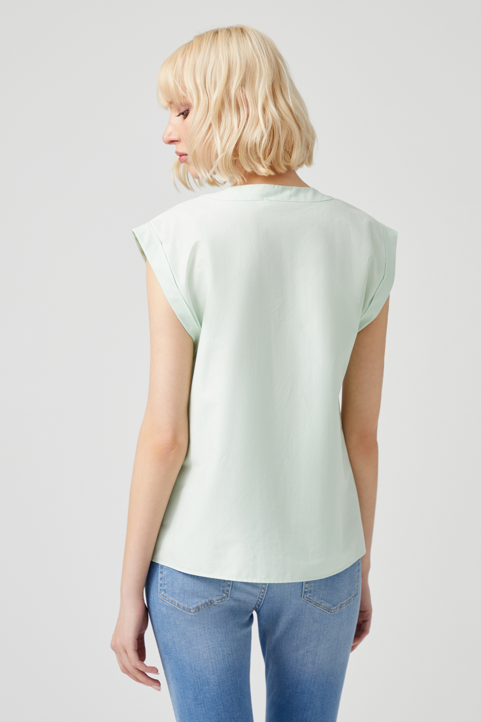 Fermuarlı Poplin Bluz