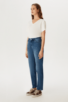Taşlı Boru Paça Denim Pantolon