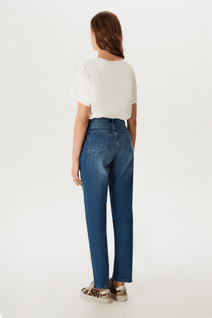 Taşlı Boru Paça Denim Pantolon