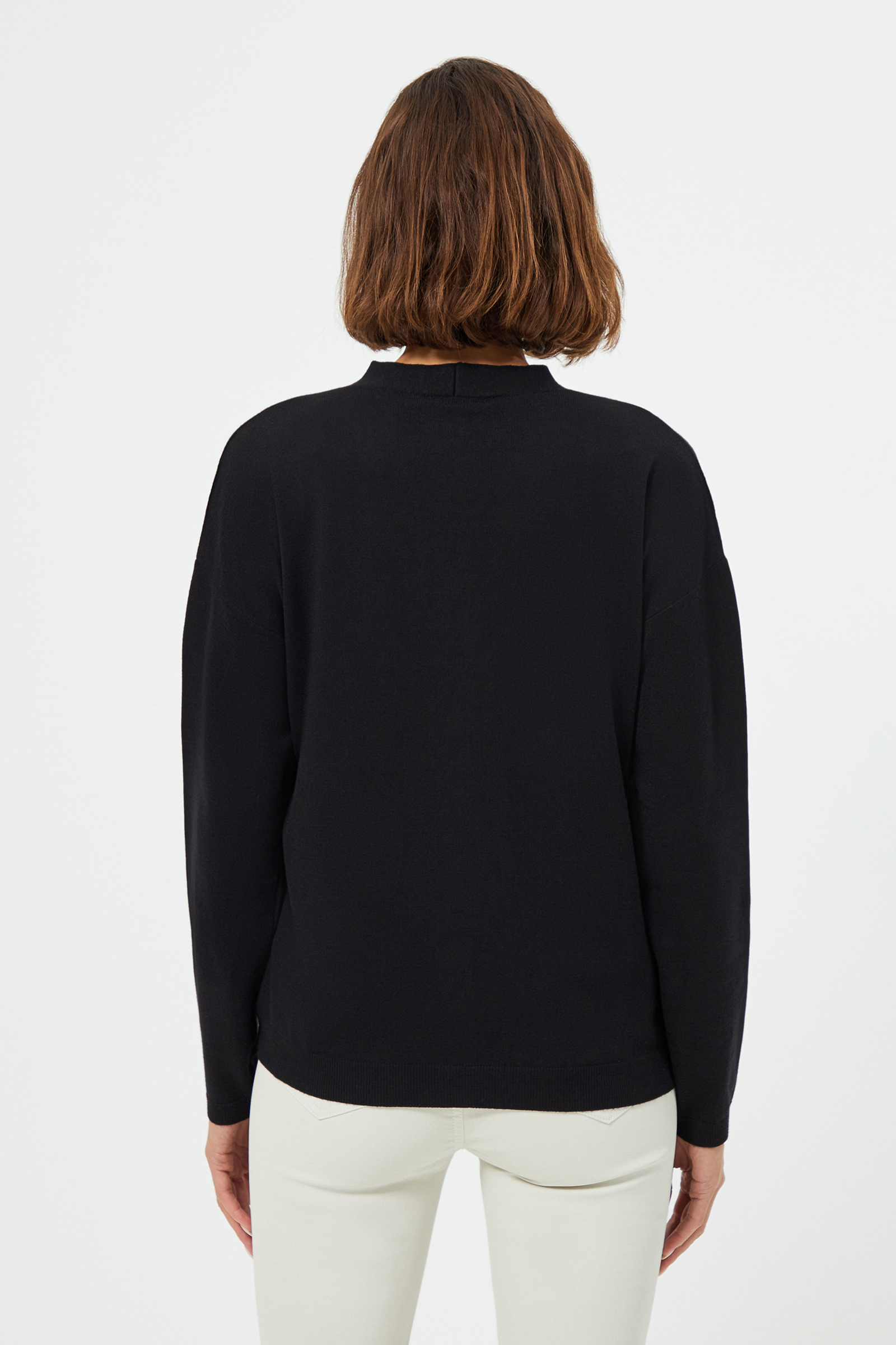 Düğmeli V Yaka Triko Ceket