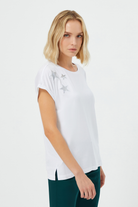 Yıldız Pul İşlemeli T-Shirt