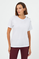 Omuzu Düğme Detaylı T-Shirt