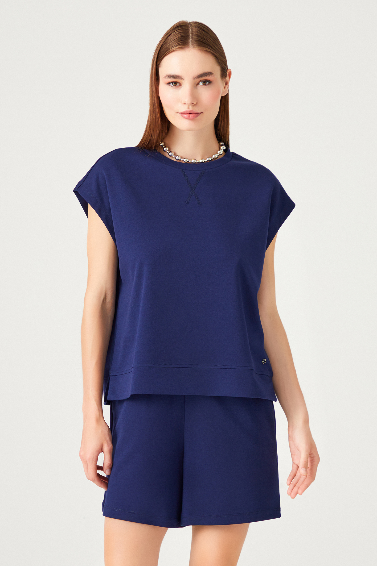 Geniş Kesim Pamuk Karışımlı Örme Bluz