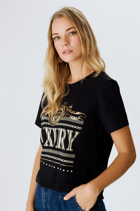 Baskılı Ve Taşlı T-shirt