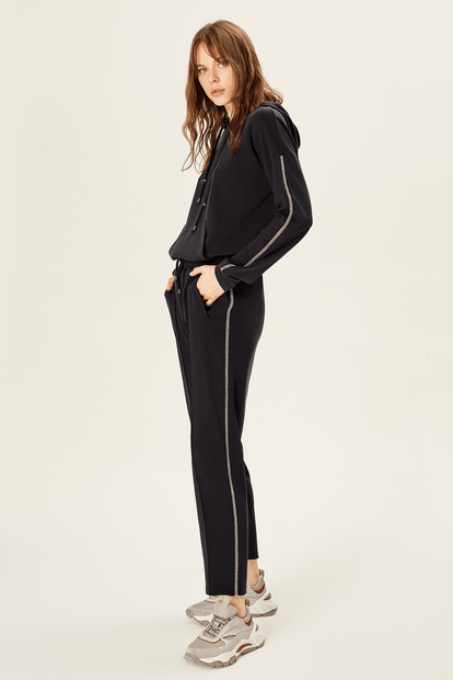 Yanı Şerit Aksesuarlı Örme Pantolon