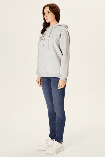 Kapüşonlu Nakışlı Sweatshirt