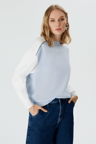 Asimetrik Kontrast Renkli Triko Bluz