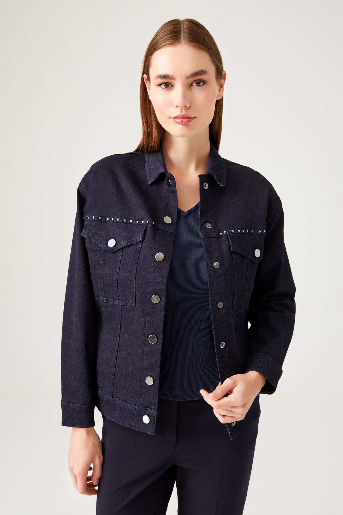 Zımbalı Denim Ceket