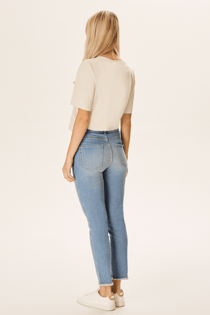 Bilek Boy Püsküllü Denim Pantolon