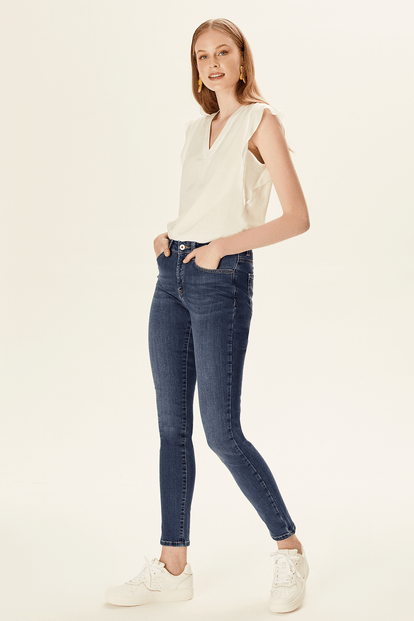 Dar Paça Denim Pantolon