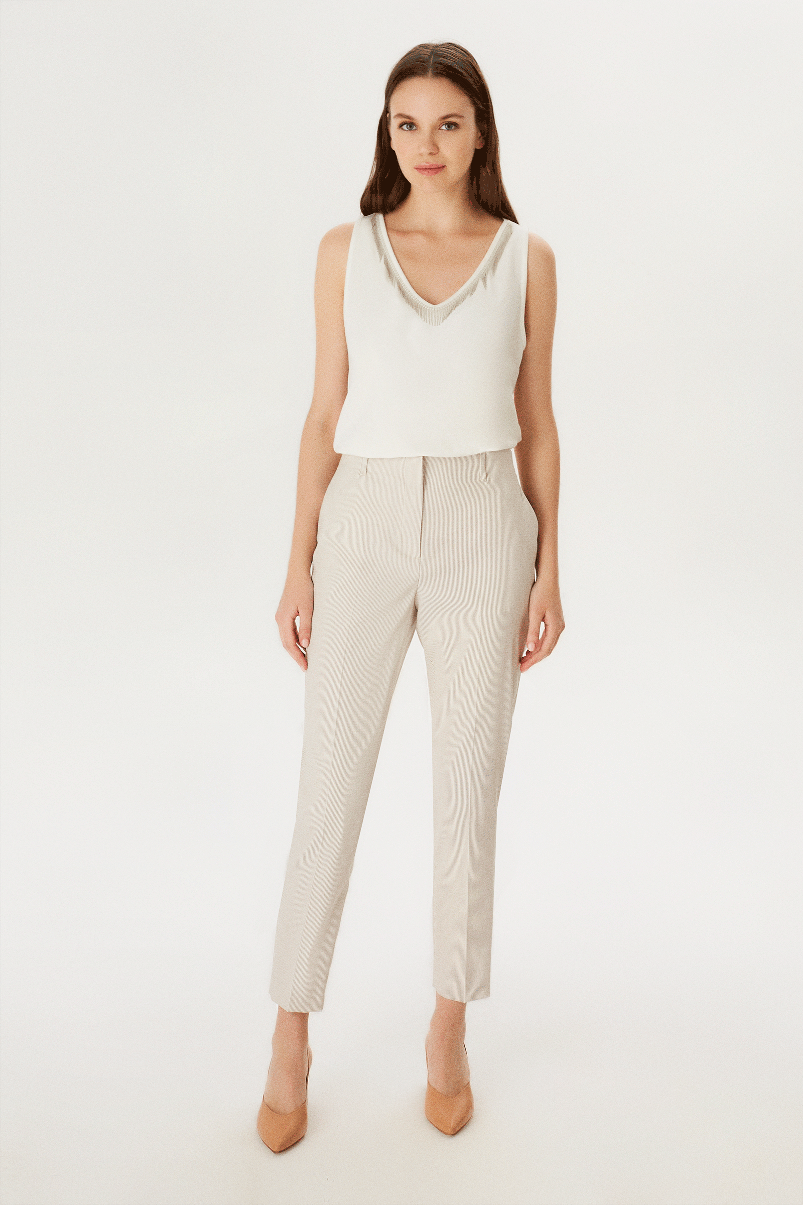 Beli Kemerli Düz Paça Pantolon