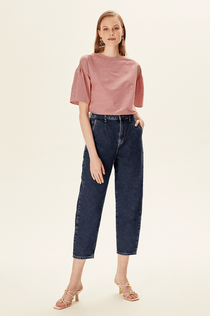 Mom Fit Yüksek Bel Denim Pantolon